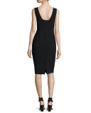 Napoli Sleeveless Notched Crepe Sheath Dress