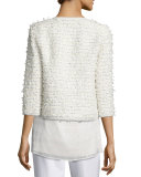 Sahara Fringe 3/4-Sleeve Jacket, Cream