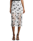 Ophelia Lace Midi Skirt, White/Black