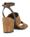 Dickie Suede Chunky-Heel Sandal, Bronze