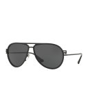 Monochromatic Pavé Aviator Sunglasses, Black