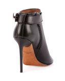 Shark-Lock Open-Toe Bootie, Black