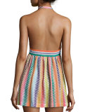 Zigzag Beach Coverup Dress, Multicolor