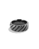 Modern Cable Wide Band Ring with Black Titanium