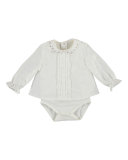 Pintucked Long-Sleeve Popover Playsuit, Size 3-24 Months
