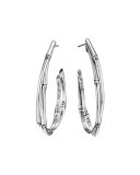 Bamboo Silver Large Twist Hoop Earrings