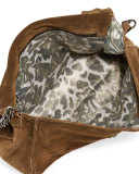 Paris Rocks Suede Shoulder Bag, Khaki 