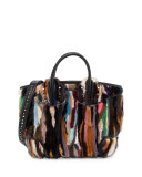 Eloise Large Striped Fur Tote Bag, Multi
