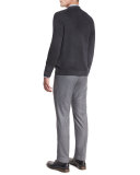 Cashmere-Blend Long-Sleeve Cardigan, Gray