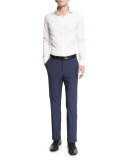 Benson Standard Fit Plaid-Seersucker Trousers, Navy