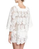 Belen Floral Lace Tunic Coverup, White