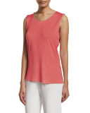 Sleeveless Gauze Knit Long Tank, Petite