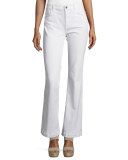 Denim Flare-Leg Trousers, White  