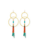 Turquoise & Coral Double-Hoop Earrings