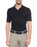 Solid Short-Sleeve Polo Shirt, Black