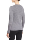 Long-Sleeve Gathered-Side Top, Gray