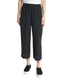 Wide-Leg Cropped Pants, Black