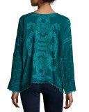 Alona Long-Sleeve Embroidered Georgette Top