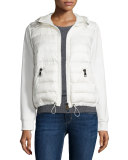 Maglia Hooded Knit Puffer-Front Cardigan, White