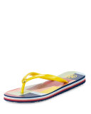 Colorblock Rubber Thong Sandal, Yellow/Colorscape