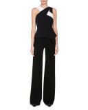 Thornhill Crisscross Peplum Top, Black/White