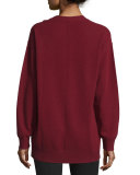 Wool V-Neck Pullover Sweater, Oxblood