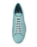 Leather Low-Top Tennis Sneaker, Blue