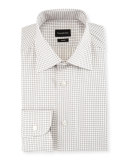 Trofeo Slim-Fit Box-Check Dress Shirt, Gray