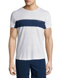 Chest-Stripe Short-Sleeve T-Shirt, Navy