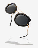 Waved Trimmed Monochromatic Sunglasses, Black
