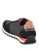 Men's Fabric & Suede Trainer w/Check Trim, Black