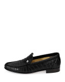 Crocodile Leather Classic Loafer, Black