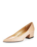Largo Patent Low-Heel Pump, Adobe