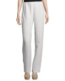 Straight-Leg Gauze Pants, White  