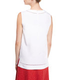 Ladder-Stitch Crepe de Chine Tank, Bianco