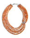Legends Cobra Multi-Strand Peach Moonstone Necklace, 18"