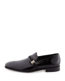 Nygel Patent Leather Loafer with Side Vara, Black