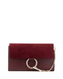 Faye Leather & Suede Clutch Bag, Dark Purple