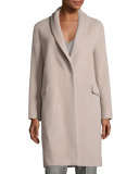 Shawl-Collar Wool-Blend Cocoon Coat, Beige