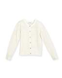 Mesh Button-Front Cardigan, White, Size 8-14