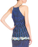 Racerback Mixed-Print Camisole, Snuffbox/Blue