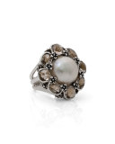 Pearl & Smoky Quartz Floral Ring