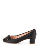yasmin scalloped leather pump, black