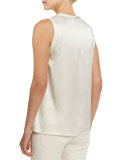 Simple V-Neck Satin Tank, Vanilla