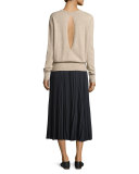 Pleated A-Line Midi Skirt, Coastal Blue