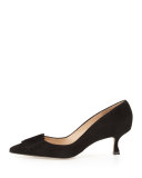 Bottopla Square-Detail Suede Pump, Black
