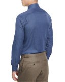 Textured Solid Long-Sleeve Sport Shirt, Indigo