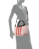 Le Pliage Cuir Striped Handbag with Strap, Pink/Multi