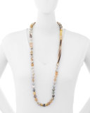 Long Beaded Necklace with Horn Tube, 35"