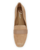 Fab Patent-Strap Suede Loafer, Sand